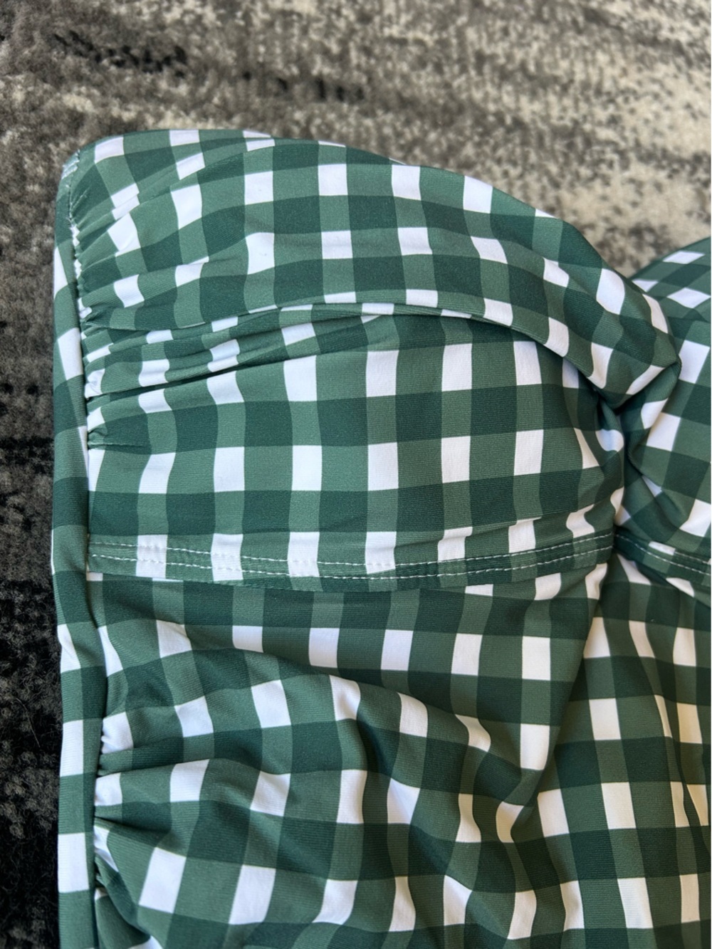NWT ANNE COLE Gingham Ruched One Piece Bathing Suit - Picture 2 of 12